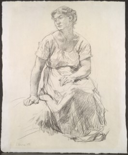 Seated Peasant Woman, c. 1885. Creator: Léon Augustin Lhermitte (French, 1844-1925).