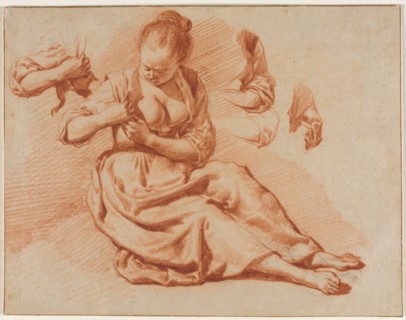 Seated Woman Searching for Fleas, c. 1671. Creator: Adriaen van de Velde (Dutch, 1636-1672).