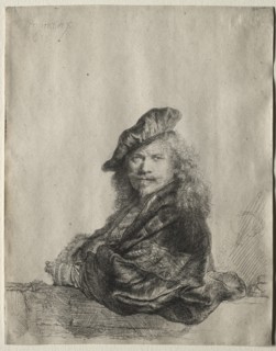 Self-Portrait Leaning on a Stone Sill, 1639. Creator: Rembrandt van Rijn (Dutch, 1606-1669).