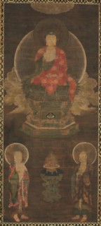 Shakyamuni Triad: Buddha Attended by Manjushri and Samantabhadra (Buddha), late 1300s. Creator: Unknown.
