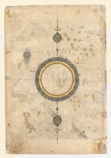 Shamsa (recto) from right folio from a double-page frontispiece of a Shahnama..., c. 1444. Creator: Unknown.