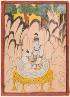 Shiva seated on a Throne in a landscape, c. 1760. Creator: Unknown.