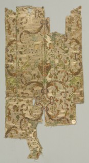 Silk Fragment in the Shape of the Upper Front of a Garment, 18th century. Creator: Unknown.