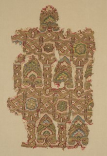 Silk fragment with arcade and palmettes, 1200s. Creator: Unknown.