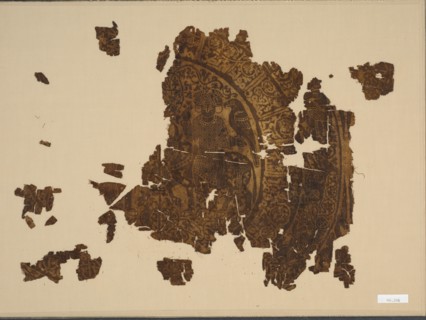 Silk fragment with falconer riding a bull, 1000s-1100s. Creator: Unknown.