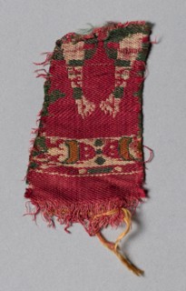 Silk Fragment: David (or Samson) killing the Lion, 600s - 700s. Creator: Unknown.
