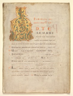 Single Leaf Excised from a Gradual and Sacramentary: Initial A[d te lavavi], c. 1000-1010. Creator: Unknown.