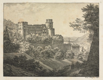 Six Views of Heidelberg Castle: Towards Northeast , 1820. Creator: Ernst Fries (German, 1801-1833); Mohr & Winter, Heidelberg.