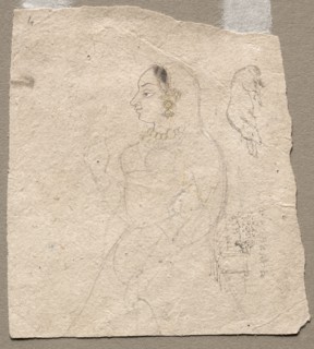 Sketch of a Woman with an elephant and other animals on reverse, 1700s. Creator: Unknown.