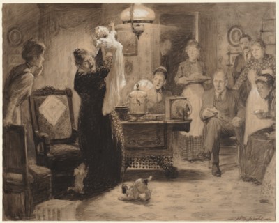 Sketch to illustration "The Stationary Baby", 1912. Creator: William Leroy Jacobs (American, 1869-1917).