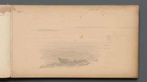 Sketchbook, page 04: Sea Scape with Color Notations, 1859. Creator: Sanford Robinson Gifford (American, 1823-1880).