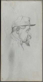 Sketchbook, page 13: Bust of a Man in Profile. Creator: Ernest Meissonier (French, 1815-1891).