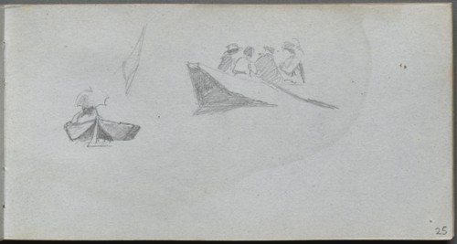 Sketchbook, page 25: Studies of Figures in Boats. Creator: Ernest Meissonier (French, 1815-1891).