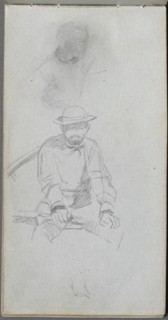 Sketchbook, page 30: Seated male Figure and Figure in Profile. Creator: Ernest Meissonier (French, 1815-1891).