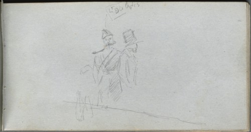 Sketchbook, page 38: Study of a Solider and Figure in Top Hat. Creator: Ernest Meissonier (French, 1815-1891).