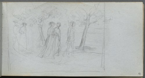 Sketchbook, page 41: Figures in a Landscape. Creator: Ernest Meissonier (French, 1815-1891).