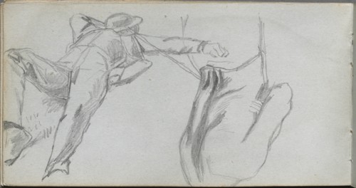 Sketchbook, page 58: Reclining Figure and Figure from behind. Creator: Ernest Meissonier (French, 1815-1891).