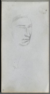 Sketchbook, page 61: Face, 3/4 view profile. Creator: Ernest Meissonier (French, 1815-1891).