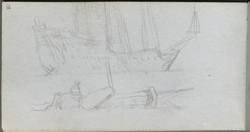 Sketchbook, page 85: Study of a Ship and Buoy. Creator: Ernest Meissonier (French, 1815-1891).