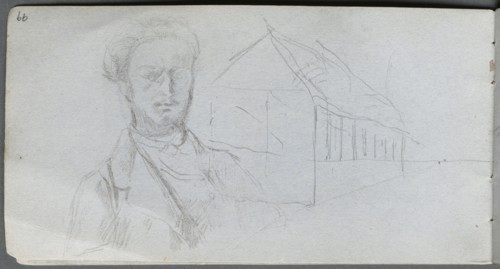 Sketchbook, page 99: Study of Figure, Building. Creator: Ernest Meissonier (French, 1815-1891).