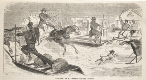 Sleighing in Haymarket Square, Boston, 1859. Creator: Winslow Homer (American, 1836-1910).
