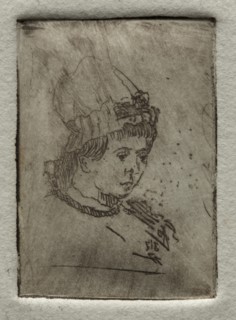 Small Head with Mob Cap, 1878. Creator: Otto H. Bacher (American, 1856-1909).