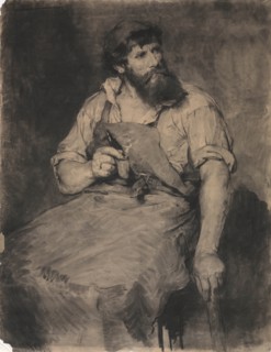 Smithy, study for "Das Gericht", c.1883. Creator: Samuel H. Crone (American, 1858-1913).