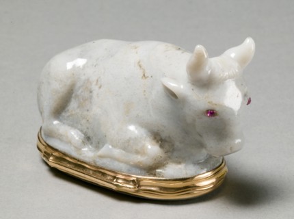 Snuff Box in the Form of a Reclining Bull (Bonbonnière), c. 1750-60. Creator: Unknown.