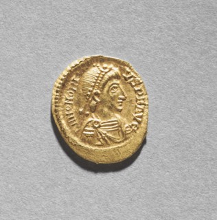 Solidus of Arkadios (obverse), 395-408. Creator: Unknown.
