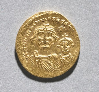 Solidus with Heraclius and his Son Heraclius Constantine , c. 616-625. Creator: Unknown.