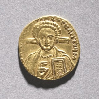 Solidus with Justinian II Rhinometus and His Son Tiberius (obverse), 705-711. Creator: Unknown.