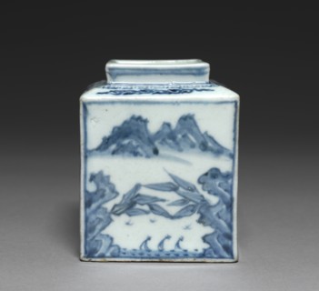 Square-shaped Bottle with the Scenery of the Han River, 1800s. Creator: Unknown.