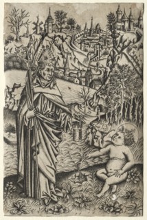 St. Augustine and the Child on the Seashore, c. 1465-1469. Creator: Master of the Nuremberg Passion (German).