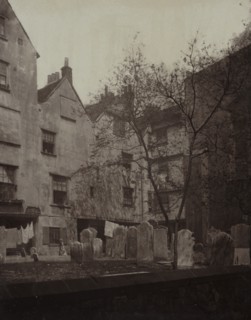 St. Bartholomews: The Churchyard Looking towards Cloth Fair, 1877. Creator: Alfred H. Bool (British); John Bool (British), and ; album issued by The Society for Photographing the Relics of Old London;...