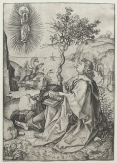 St. John the Evangelist on the Isle of Patmos. Creator: Martin Schongauer (German, c.1450-1491).