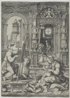 St. Luke Painting the Virgin, 1526. Creator: Dirk Vellert (Netherlandish, 1480/85-1547).