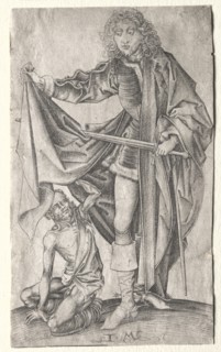 St. Martin Dividing His Cloak for a Beggar. Creator: Israhel van Meckenem (German, c. 1440-1503).