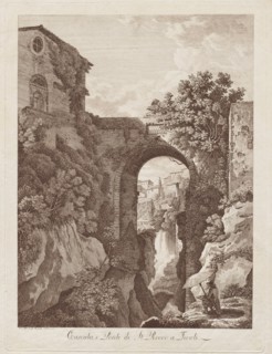 St. Rocco Waterfall and Bridge at Tivoli (Cascata e Ponte di St. Rocco a Tivoli), 1795. Creator: Albert Christoph Dies (Austrian, 1755-1822).