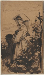 Standing Woman and Child, 2nd half 1800s. Creator: Carl Bloch (Danish, 1834-1890).