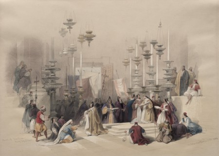 Stone of Unction, Holy Sepulchre, 1839. Creator: David Roberts (British, 1796-1864).