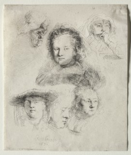 Studies of the Head of Saskia and Others, 1636. Creator: Rembrandt van Rijn (Dutch, 1606-1669).
