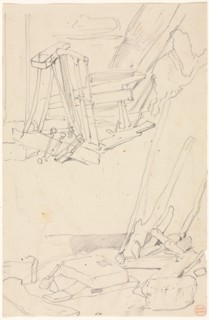 Studies of Wood and Farm Implements. Creator: Eugène Isabey (French, 1803-1886).