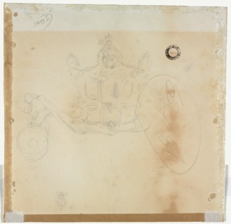 Study for Cab and Front Left Wheel of Coach and Study for Head of Crowned Figure.... Creator: Edward Tennyson Reed (British, 1860-1933).