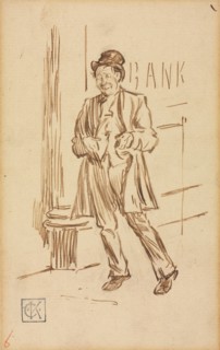Study of a Drunken Man Passing a Bank. Creator: Charles Samuel Keene (British, 1823-1891).