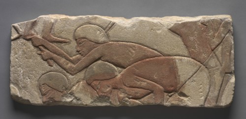 Talatat: Men Hoeing the Earth, c. 1353-1347 BC. Creator: Unknown.