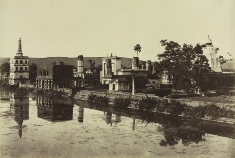 Tank and Temples at Bunshunkuree, c. 1857. Creator: Col. Thomas Biggs (British, 1822-1905); J. Murray, pl. 88.
