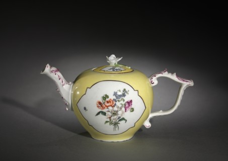 Teapot (yellow and decorated with floral design), c. 1750-1770. Creator: Meissen Porcelain Factory (German).