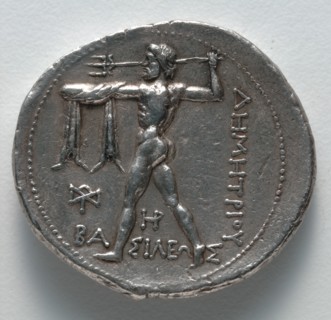 Tetradrachm: Poseidon hurling a trident (reverse), c. 300-295 BC. Creator: Unknown.