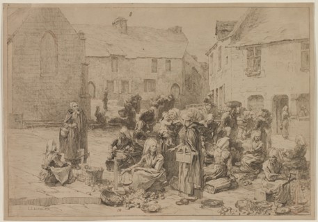 The Apple Market at Landerneau, 1878. Creator: Léon Augustin Lhermitte (French, 1844-1925).