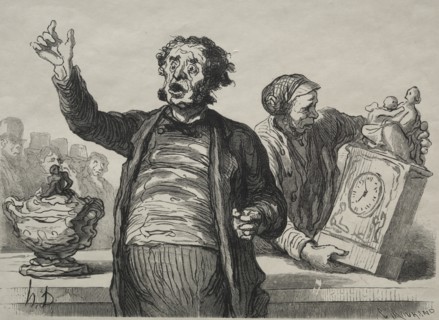 The Auction Room: The Town Crier. Creator: Honoré Daumier (French, 1808-1879).